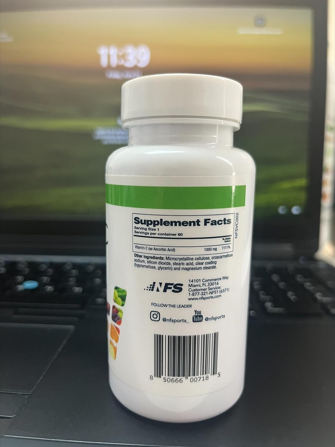 Vegan Gluten-Free NF Sports Vitamin C 1000mg for Immune System Support, Collagen Formation, Iron Absorption, 60 Capsules - BoostGo Australia