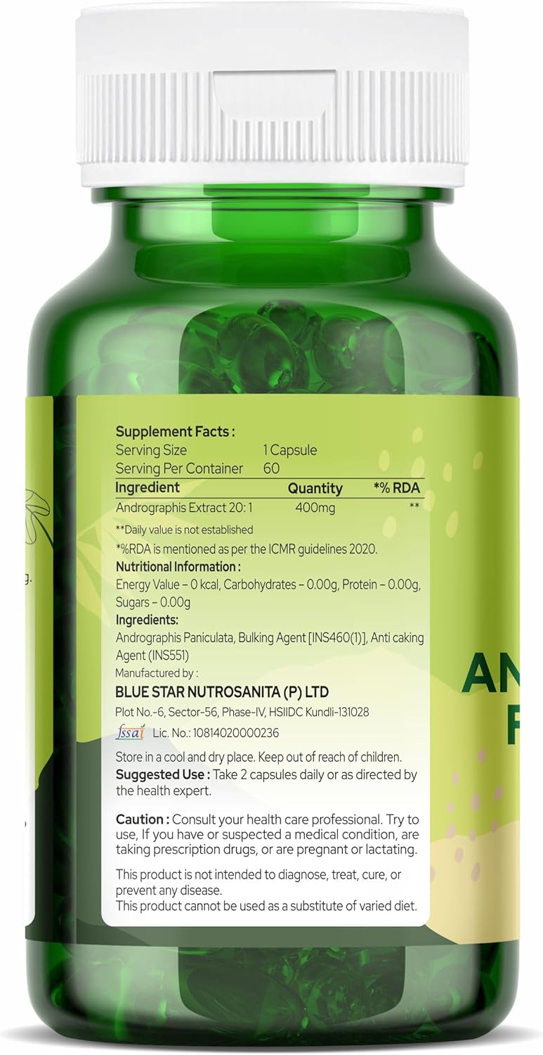 Vegan & Gluten-Free Organic Zing Andrographolide Capsules - 60 Capsules, 400mg