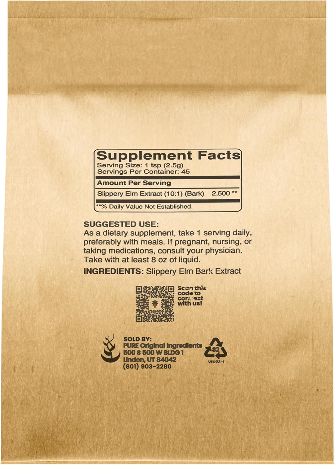 Vegan & Gluten-Free Slippery Elm Powder (4oz) - Pure & Natural Ingredients