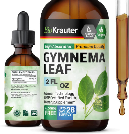 Vegan Gymnema Sylvestre Extract Drops - Alcohol and Sugar Free - 2 Fl.Oz. Leaf Extract