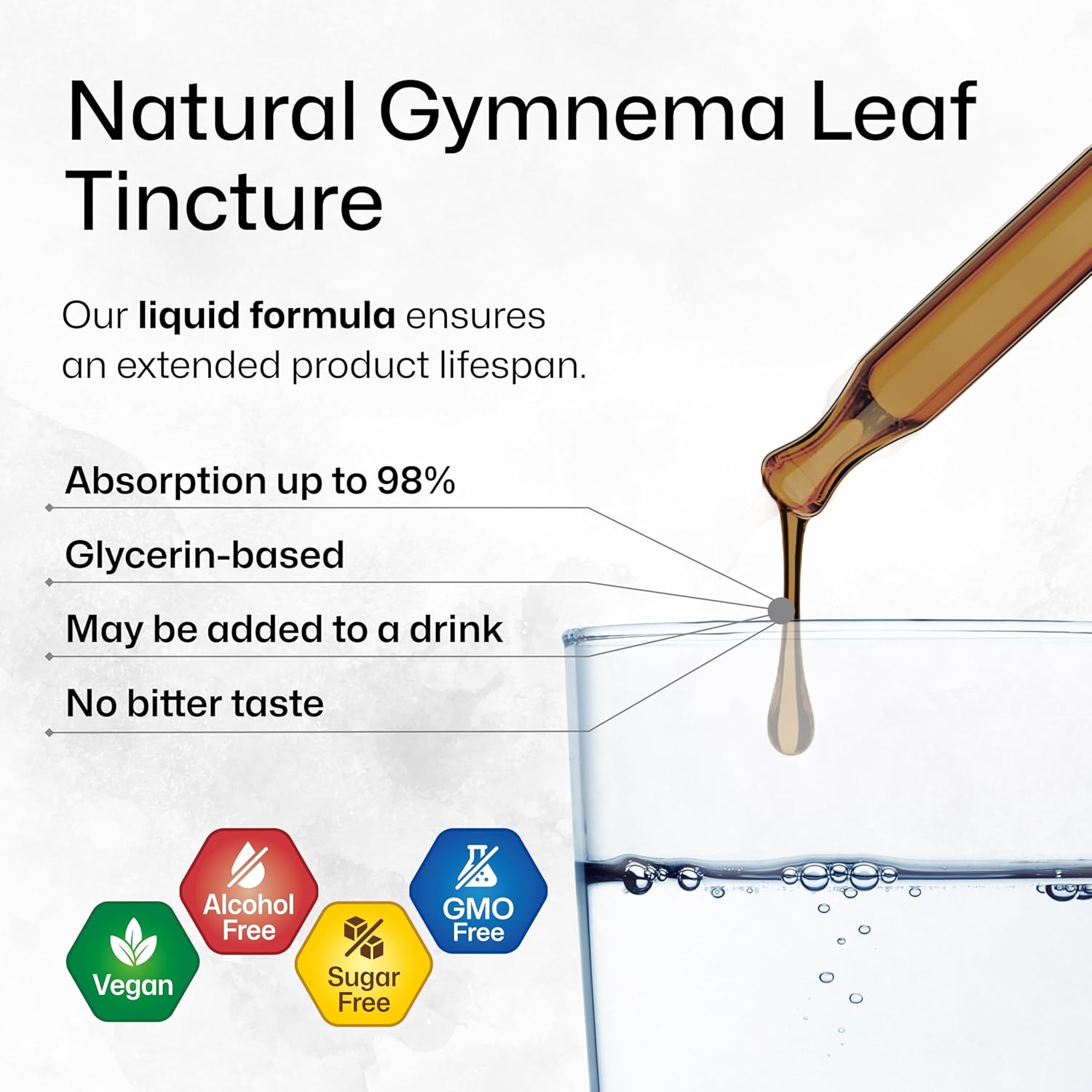 Vegan Gymnema Sylvestre Extract Drops - Alcohol and Sugar Free - 2 Fl.Oz. Leaf Extract