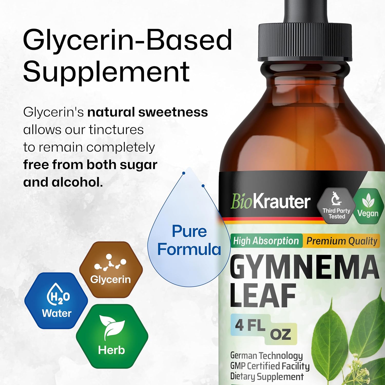 Vegan Gymnema Sylvestre Extract Drops - Alcohol & Sugar Free - Gymnema Leaf Extract 4 Fl.Oz.