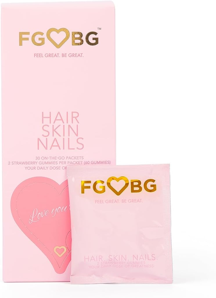 Vegan Hair, Skin, Nails Gummies - Strawberry Flavor | Supports Healthy Hair, Nails & Skin | 30-Day Supply