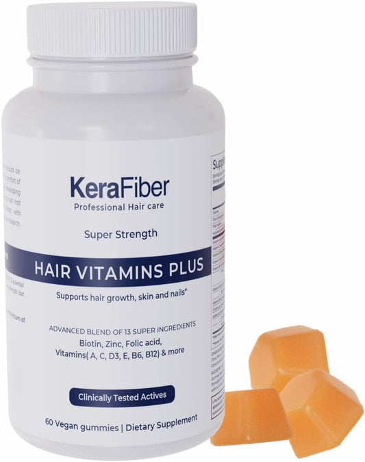 Vegan Hair Vitamins with Biotin, Zinc, and Vitamins for Hair Growth, Skin & Nails - 60 Gummies