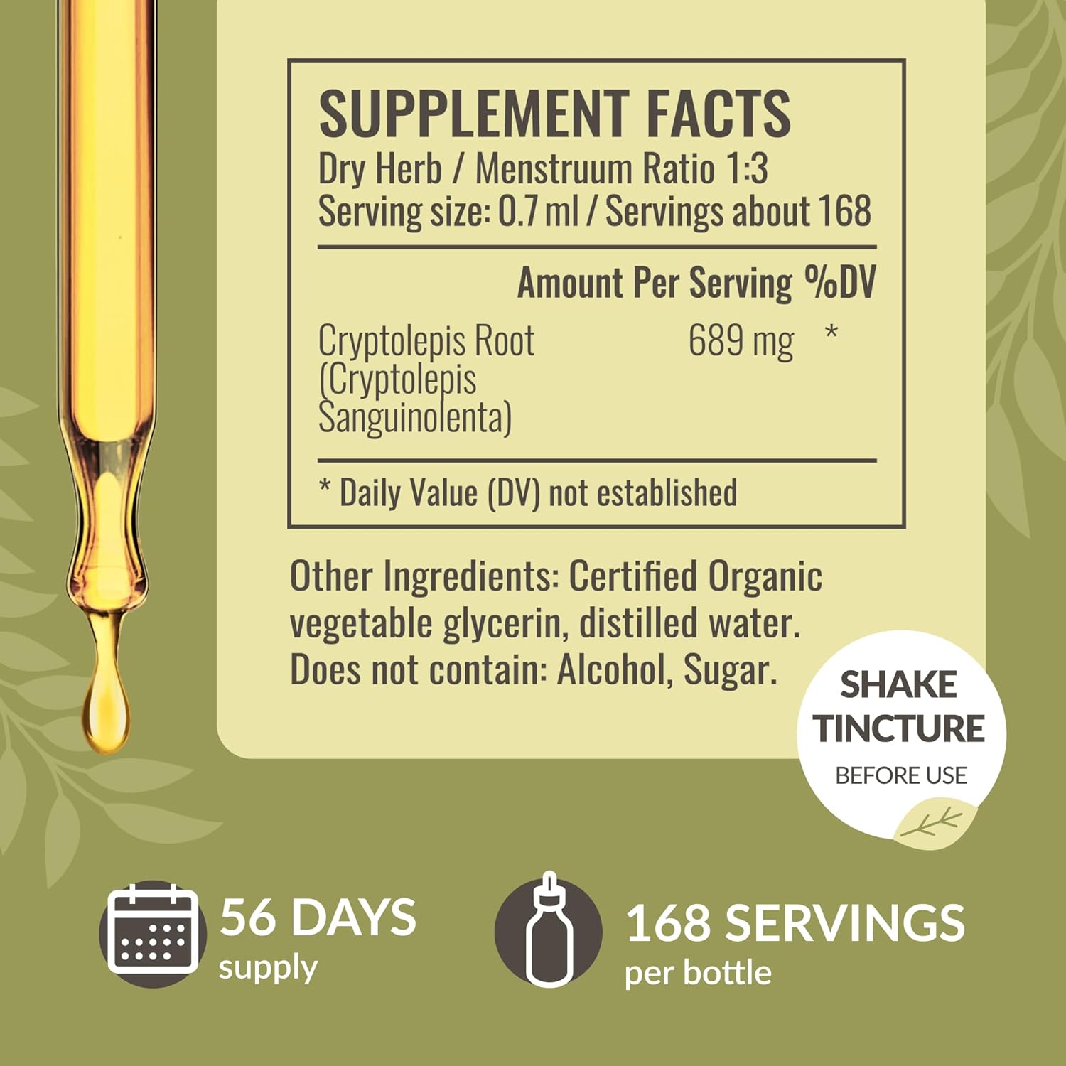 Vegan HERBAMAMA Cryptolepis Tincture: Immune Support & Detox - Non-GMO, Alcohol & Sugar-Free 56-Day Supply