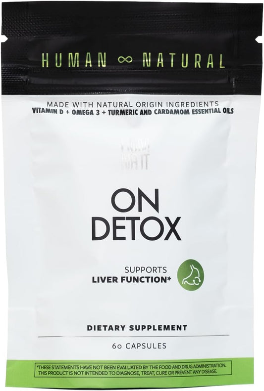 Vegan Humnatt Detox Capsules with Vitamin D, Omega-3, Chia Oil, Turmeric & Cardamom Oils for Body Cleansing - 60 Count