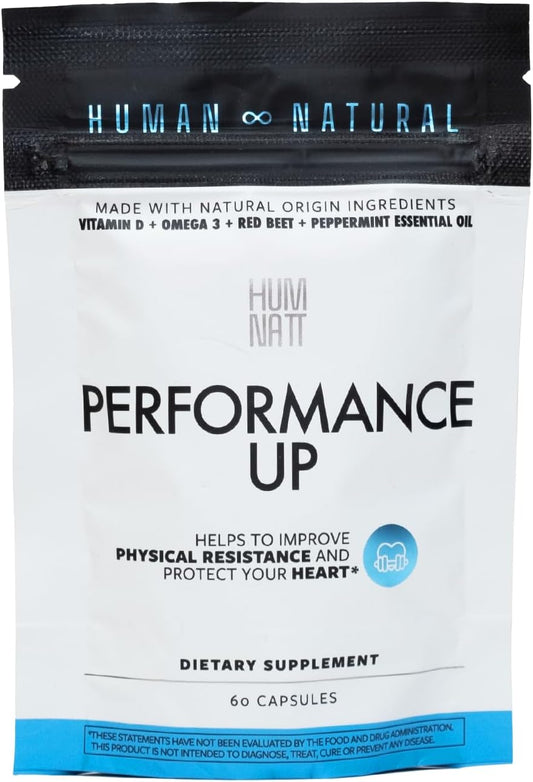 Vegan Humnatt Performance Supplement with Vitamin D, Omega-3, Beetroot & Peppermint Oil for Natural Energy and Endurance Support - 60 Capsules
