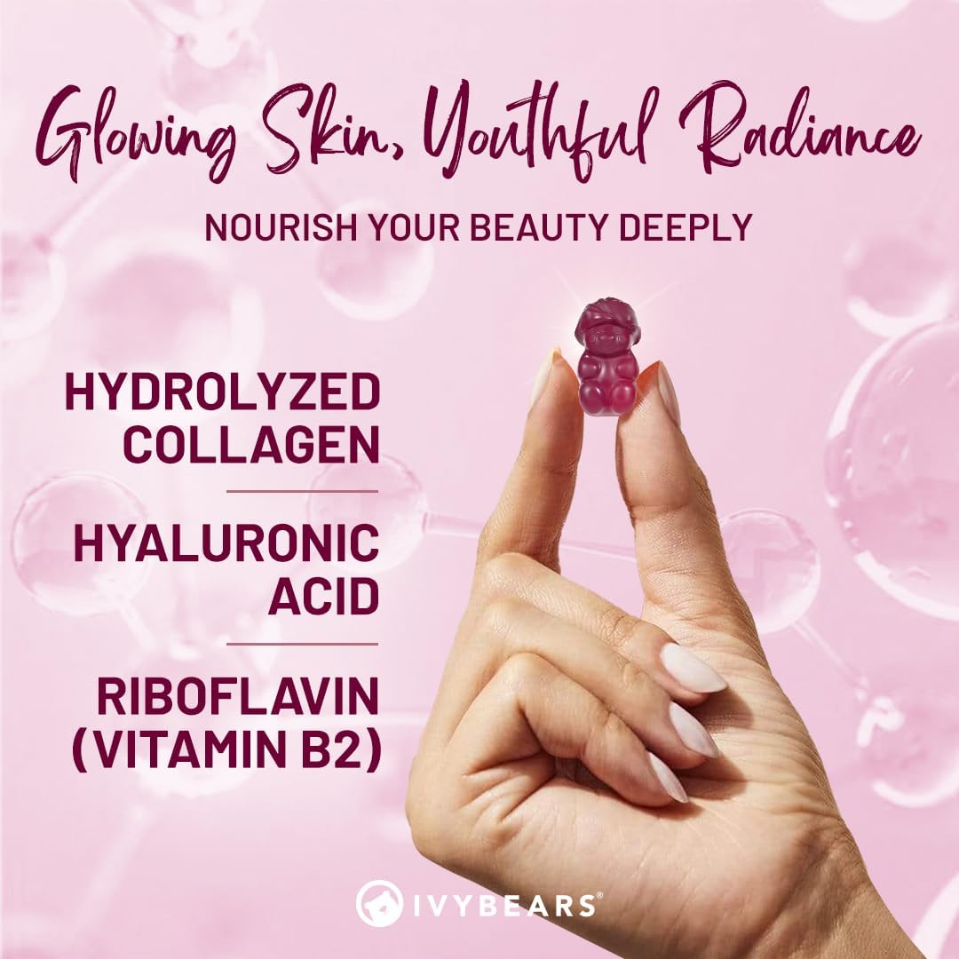 Vegan Hyaluronic Acid & Collagen Gummies for Radiant Skin | High-Potency Hydration & Elasticity | Youthful Glow | 60 Count