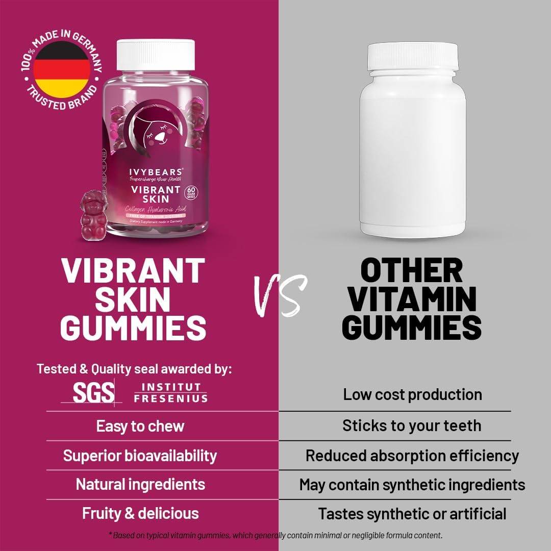 Vegan Hyaluronic Acid & Collagen Gummies for Radiant Skin | High-Potency Hydration & Elasticity | Youthful Glow | 60 Count