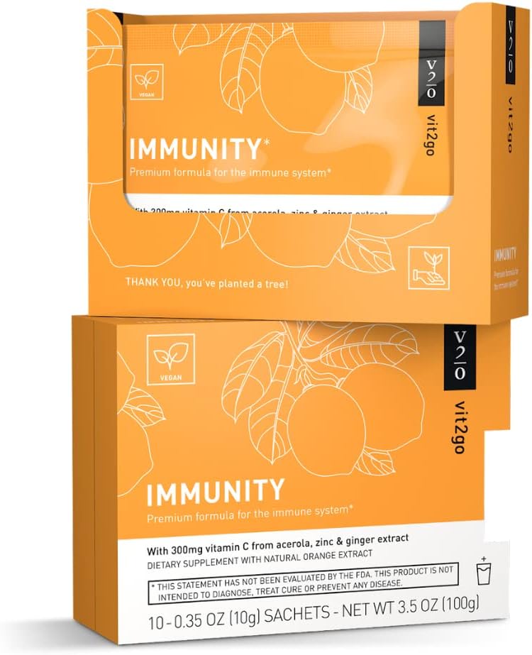 Vegan Immune Booster Powder with Vitamin D, A, B, C, K, NRV Zinc & Ginger Extract - 10 Pack