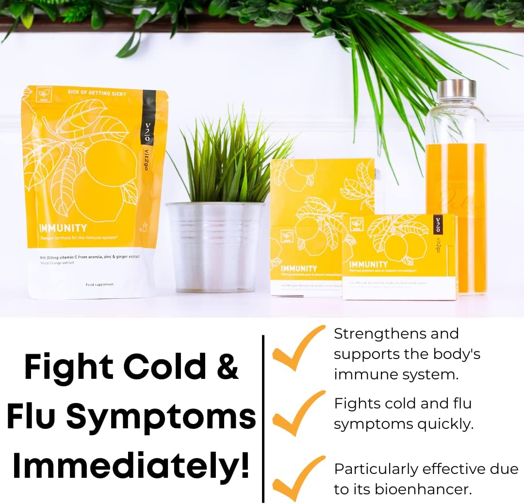 Vegan Immune Booster Powder with Vitamin D, A, B, C, K, NRV Zinc & Ginger Extract - 10 Pack