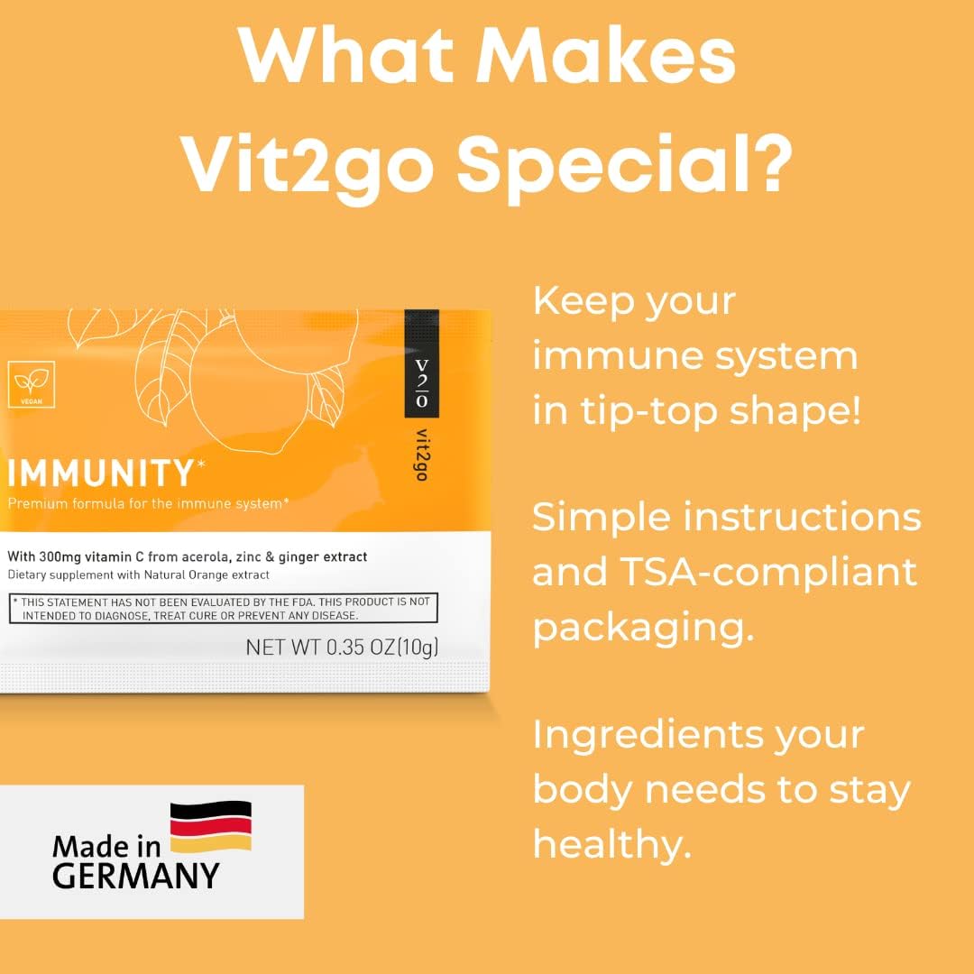 Vegan Immune Booster Powder with Vitamin D, A, B, C, K, NRV Zinc & Ginger Extract - 10 Pack