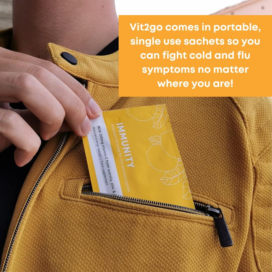 Vegan Immune Booster Powder with Vitamin D, A, B, C, K, NRV Zinc & Ginger Extract - 10 Pack