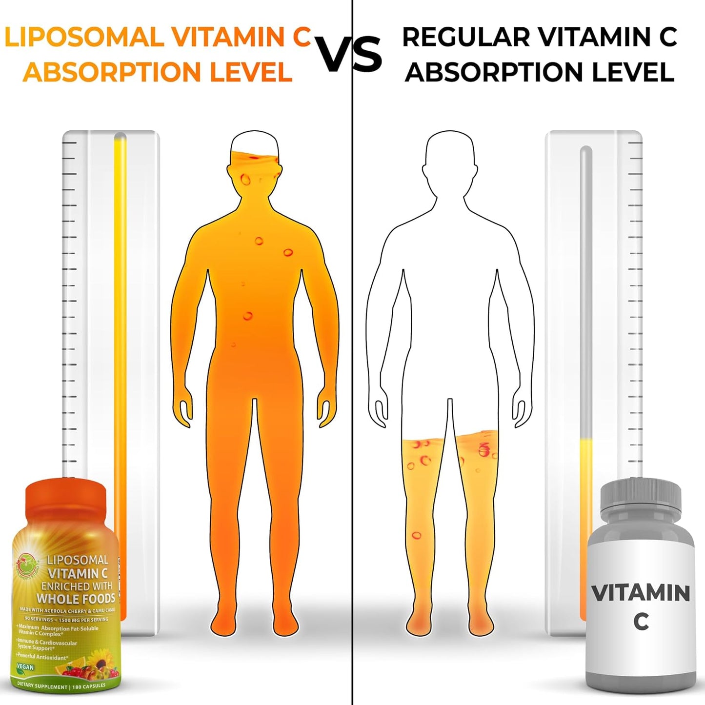Vegan Immune Support Supplements Bundle: Liposomal Vitamin C 1500mg + Whole Food Multivitamin with Quercetin 500mg, Bromelain, Zinc