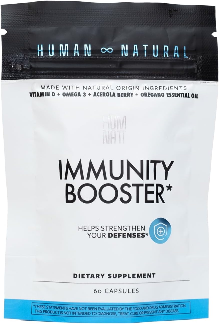 Vegan Immunity Booster Capsules with Vitamin D, Omega-3, Acerola, Kale, Chia & Oregano Oil - 60 Count