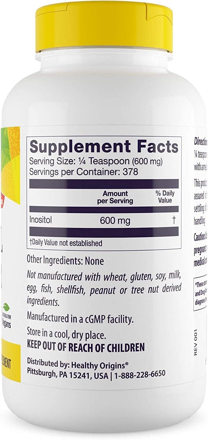 Vegan Inositol Powder 227g - B8 Vitamin Supplement for Skin, Hair & Nails - Gluten-Free B Complex Family Powder - Non-GMO Vegan Supplement