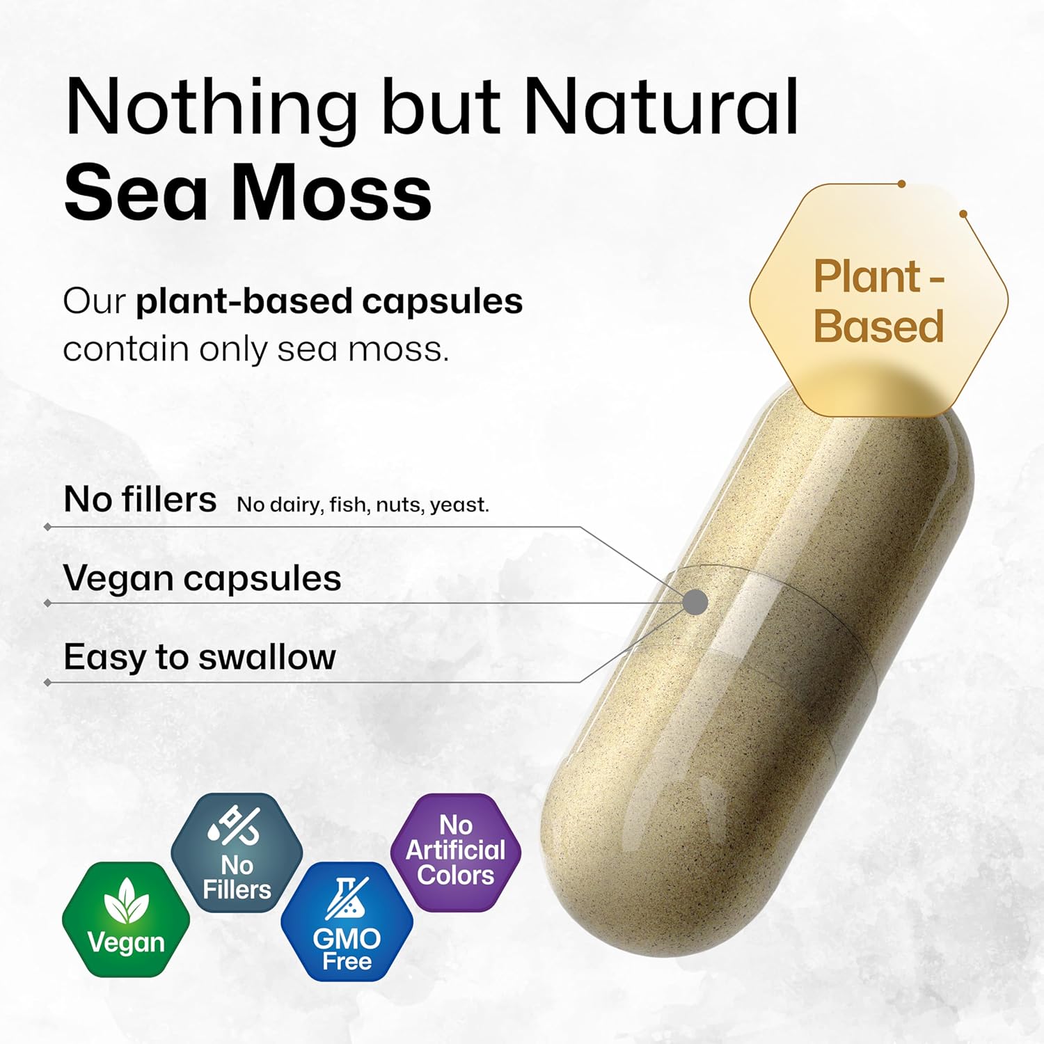 Vegan Irish Sea Moss Capsules 1600 mg - 250 Count - Organic Bladderwrack & Chondrus Crispus Supplement