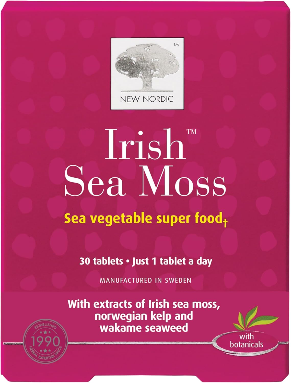 Vegan Irish Sea Moss Extract Tablets with Tri-Algae Complex - Gluten Free, Raw Powder - 30 Tablets