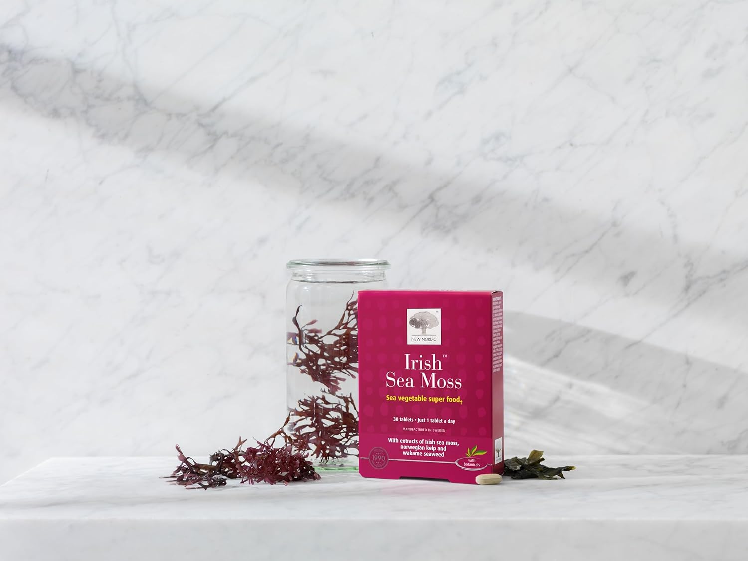 Vegan Irish Sea Moss Extract Tablets with Tri-Algae Complex - Gluten Free, Raw Powder - 30 Tablets