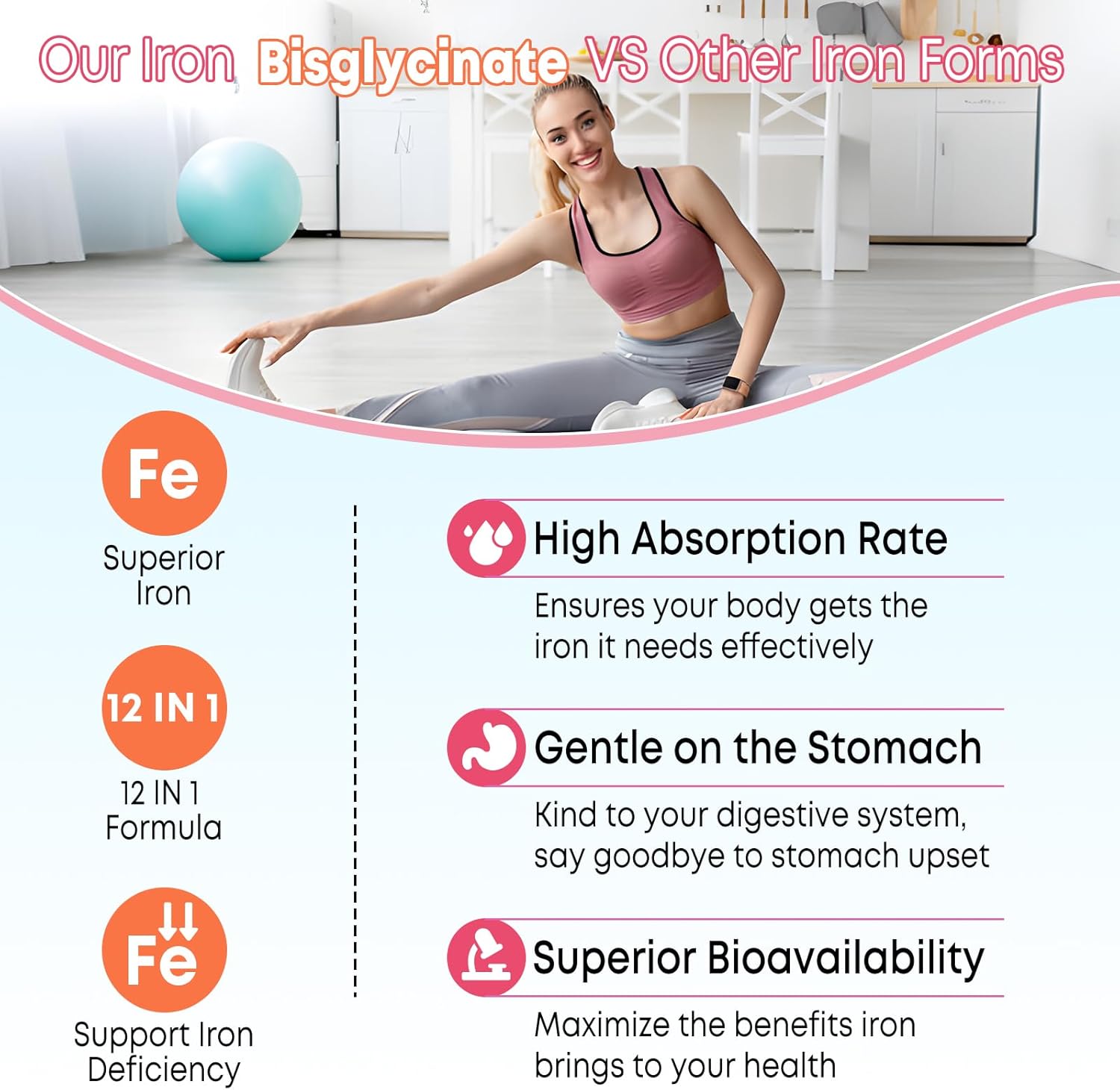 Vegan Iron Gummies for Energy & Anemia Support - Non-GMO, Sugar Free - 60 Count, Men & Women, Vitamin C, A, B Complex, Folate, CoQ10