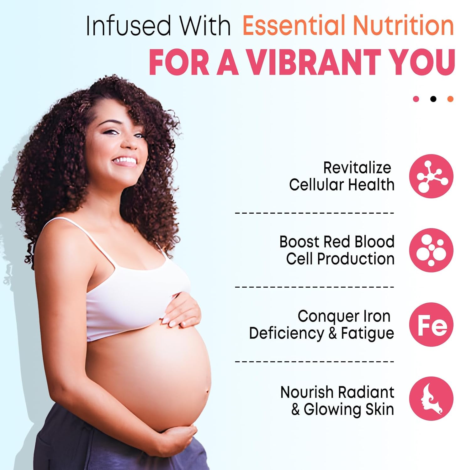 Vegan Iron Gummies for Energy & Anemia Support - Non-GMO, Sugar Free - 60 Count, Men & Women, Vitamin C, A, B Complex, Folate, CoQ10