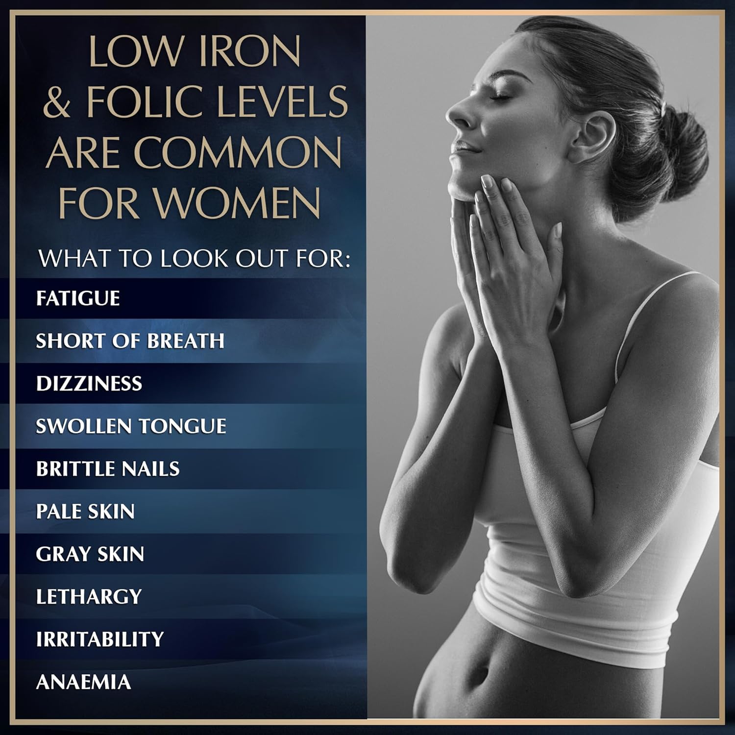 Vegan Iron Supplements for Women - High Daily Iron Supplement for Pregnancy and Anemia - Prenatal Vitamins with Folic Acid - 60 Tablets