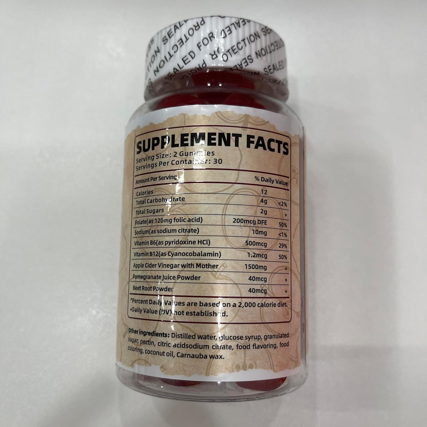 Vegan Keto ACV Gummies with Pomegranate Beet Juice Powder B12 - 1500MG, Non GMO Formula (56 Gummies)