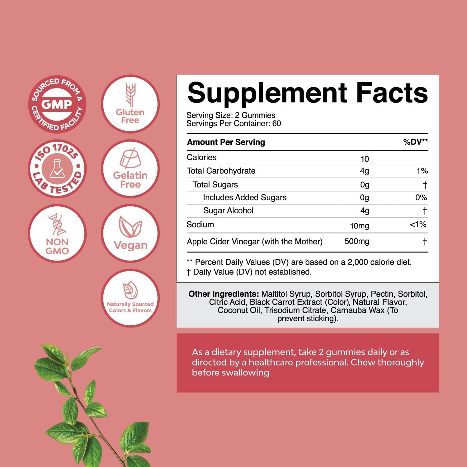 Vegan Keto Apple Cider Vinegar Gummies - Extra Strength for Cleanse and Detox - Sugar-Free and Delicious - Non GMO - 4 Month Supply