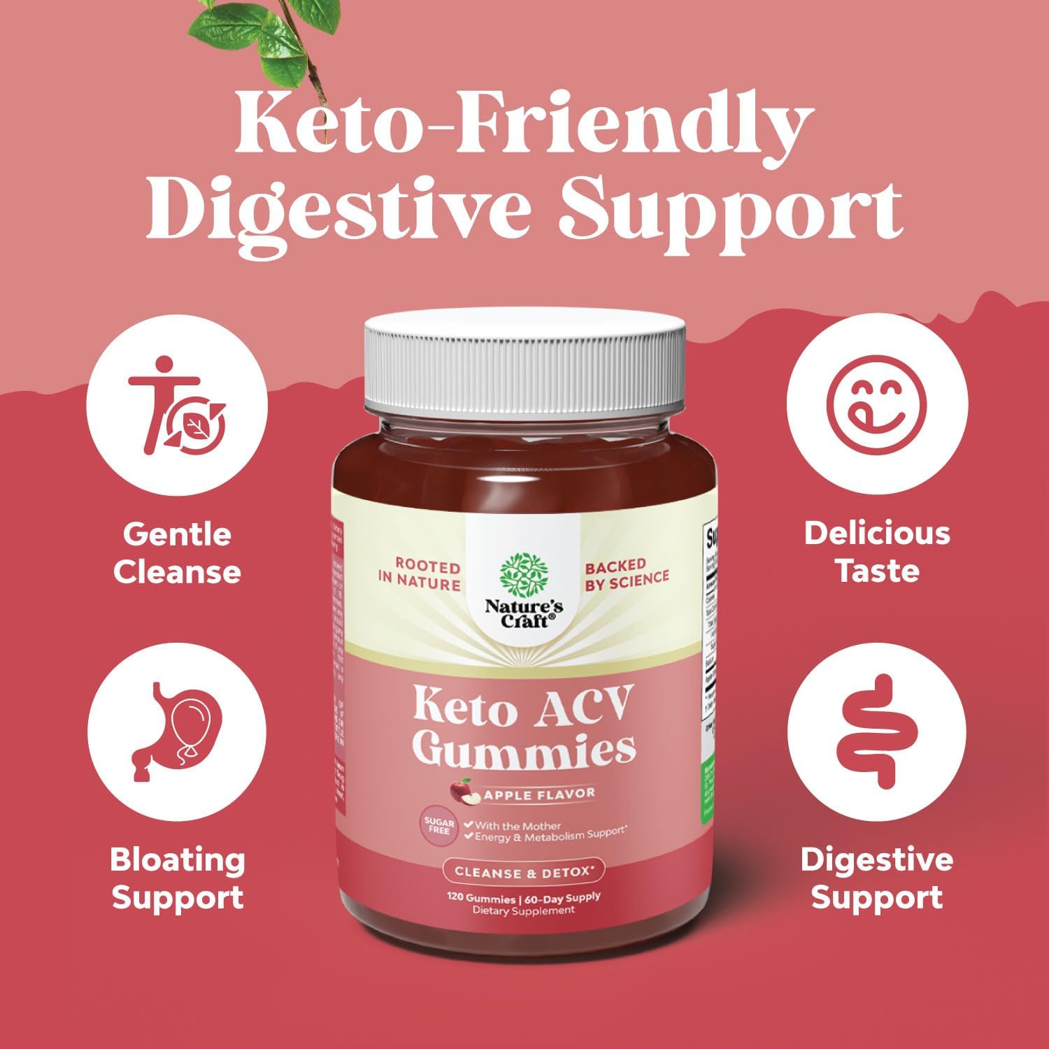 Vegan Keto Apple Cider Vinegar Gummies - Extra Strength for Cleanse and Detox - Sugar-Free and Delicious - Non GMO - 4 Month Supply