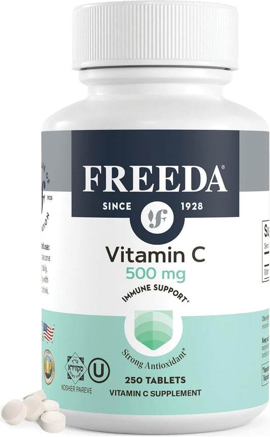 Vegan Kosher Vitamin C 500mg Tablets - Powerful Antioxidant Immune Support Supplement - Easy to Swallow Pure Ascorbic Acid - 250 Count