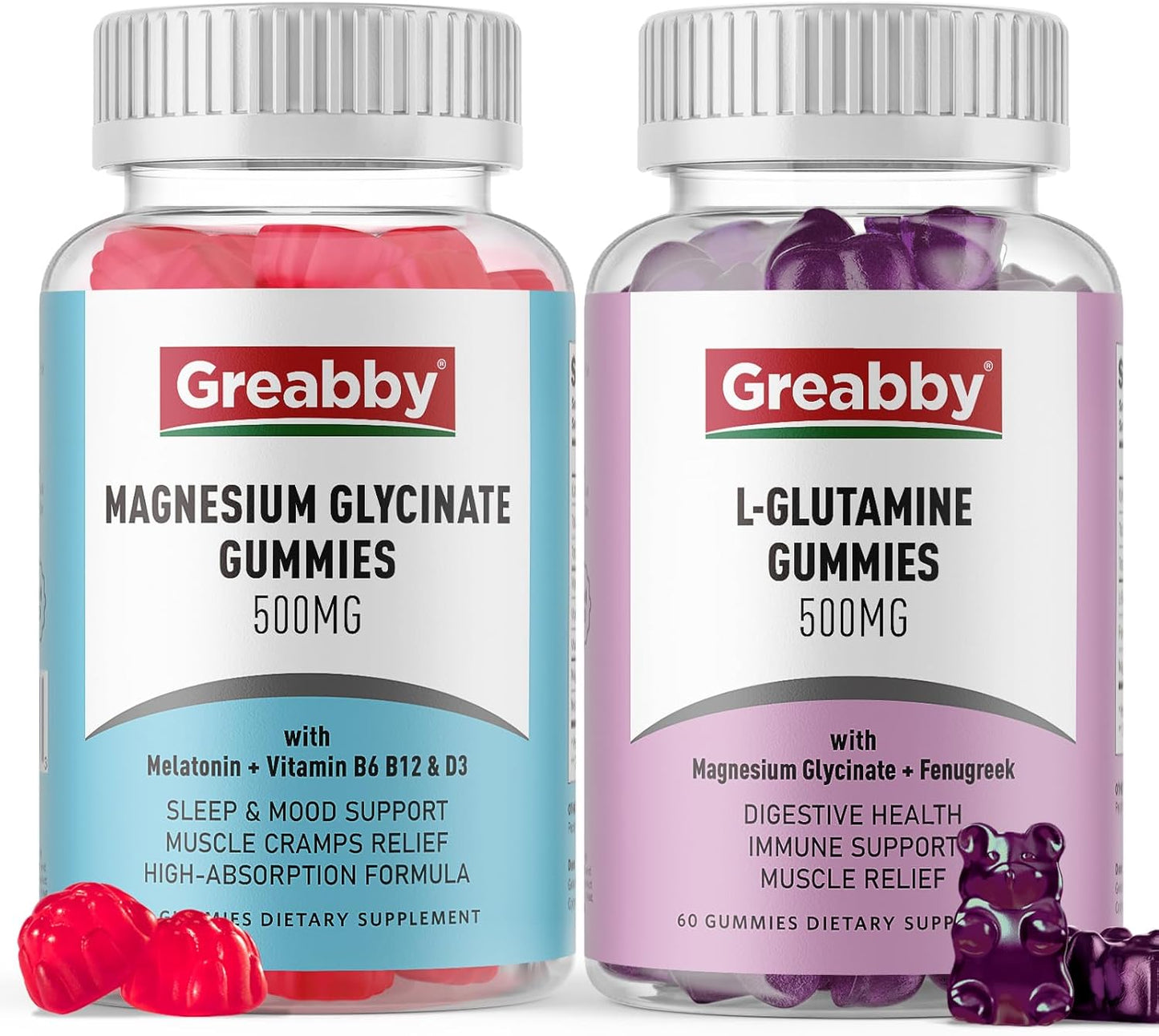 Vegan L Glutamine and Magnesium Glycinate Gummies for Muscle and Joint Support, Organic and Non-GMO