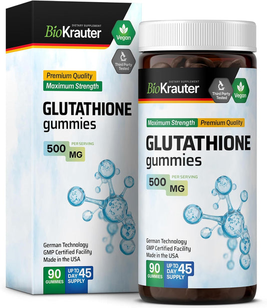 Vegan L-Glutathione Gummies - 500 mg - 90 Chews - Liver Detox, Immune & Skin Support - Antioxidant Supplement