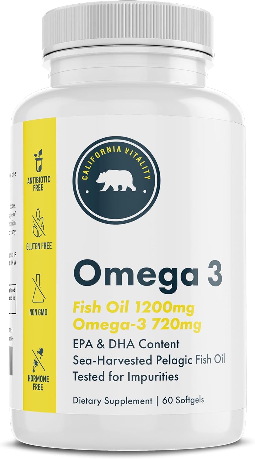 Vegan Lemon Flavor Omega-3 Fish Oil Supplements from California - Non-GMO, Gluten-Free, Dairy-Free - Made in the USA