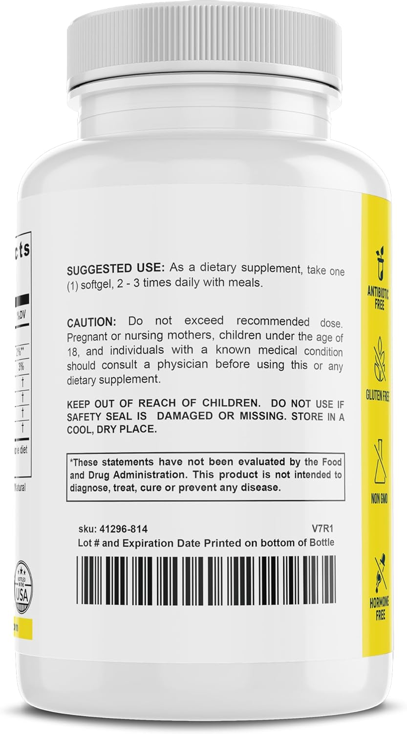 Vegan Lemon Flavor Omega-3 Fish Oil Supplements from California - Non-GMO, Gluten-Free, Dairy-Free - Made in the USA