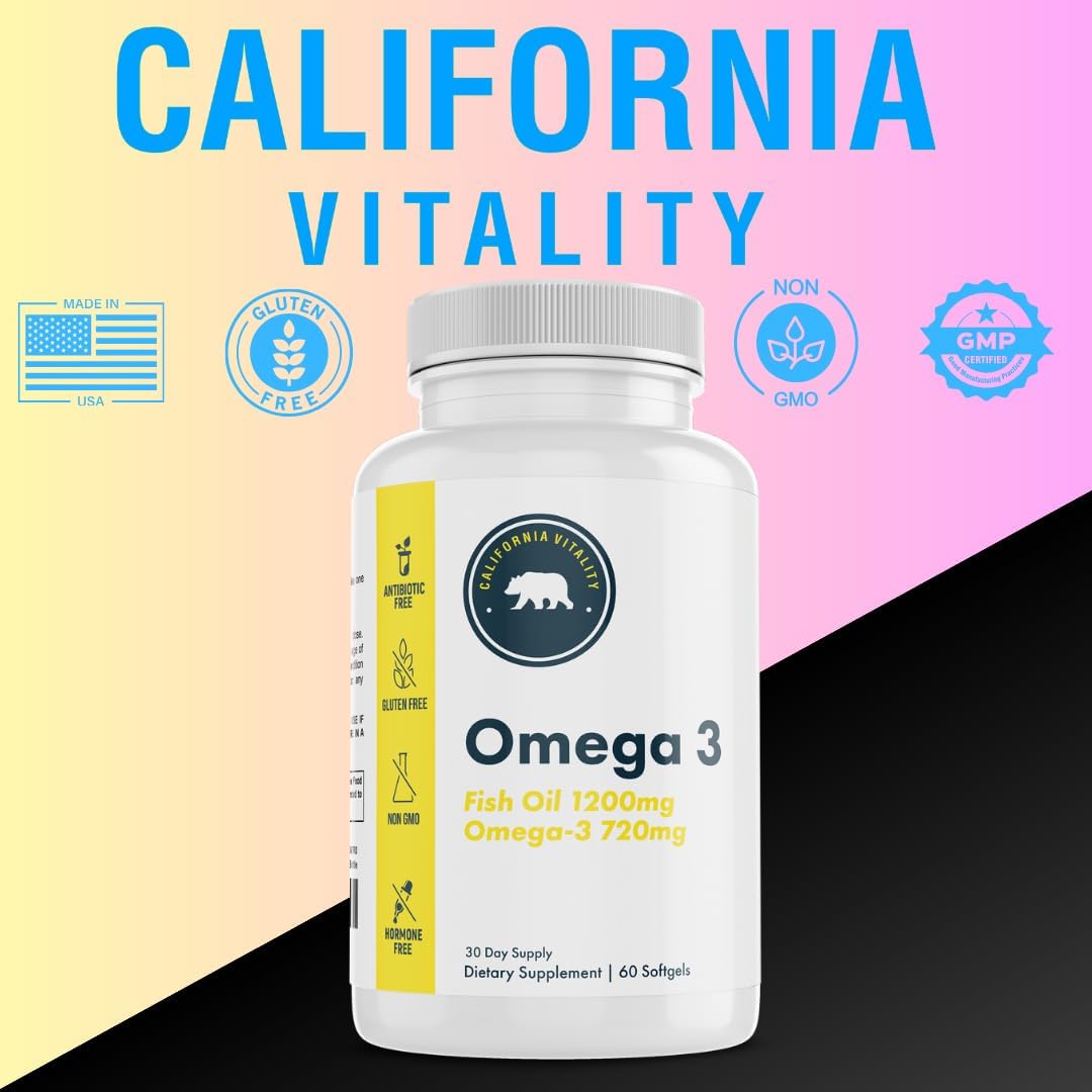 Vegan Lemon Flavor Omega-3 Fish Oil Supplements from California - Non-GMO, Gluten-Free, Dairy-Free - Made in the USA