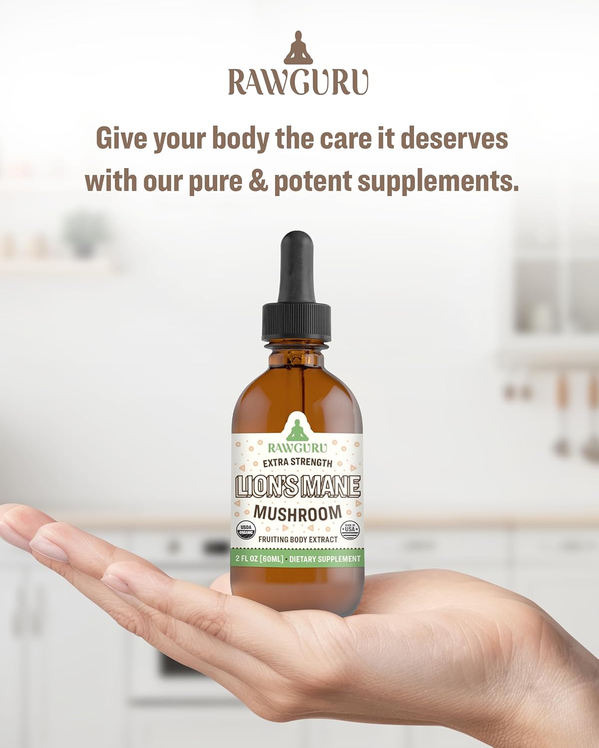 Vegan Lion's Mane Mushroom Tincture with Trace Minerals for Immunity & Brain - 120 Servings - Nano-Processed Cognitive Supplement