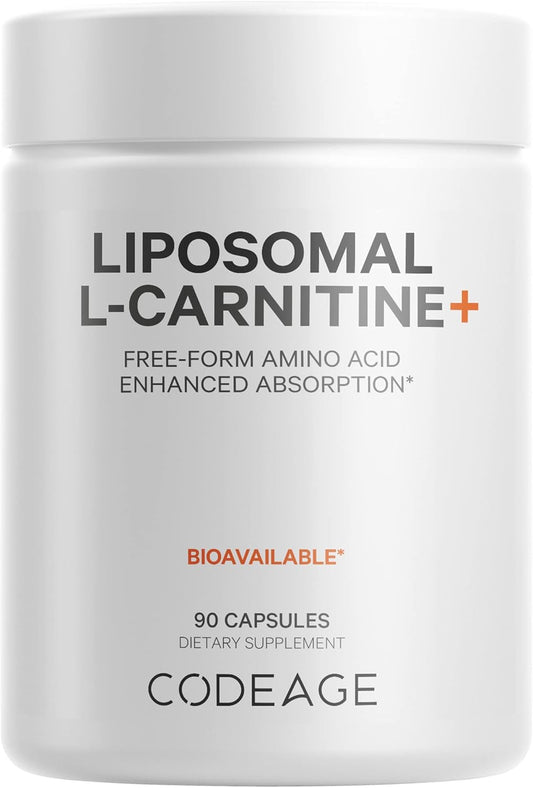 Vegan Liposomal L-Carnitine+ Supplement with 500mg L-Tartrate - Non-GMO, Gluten-Free, 90 Capsules