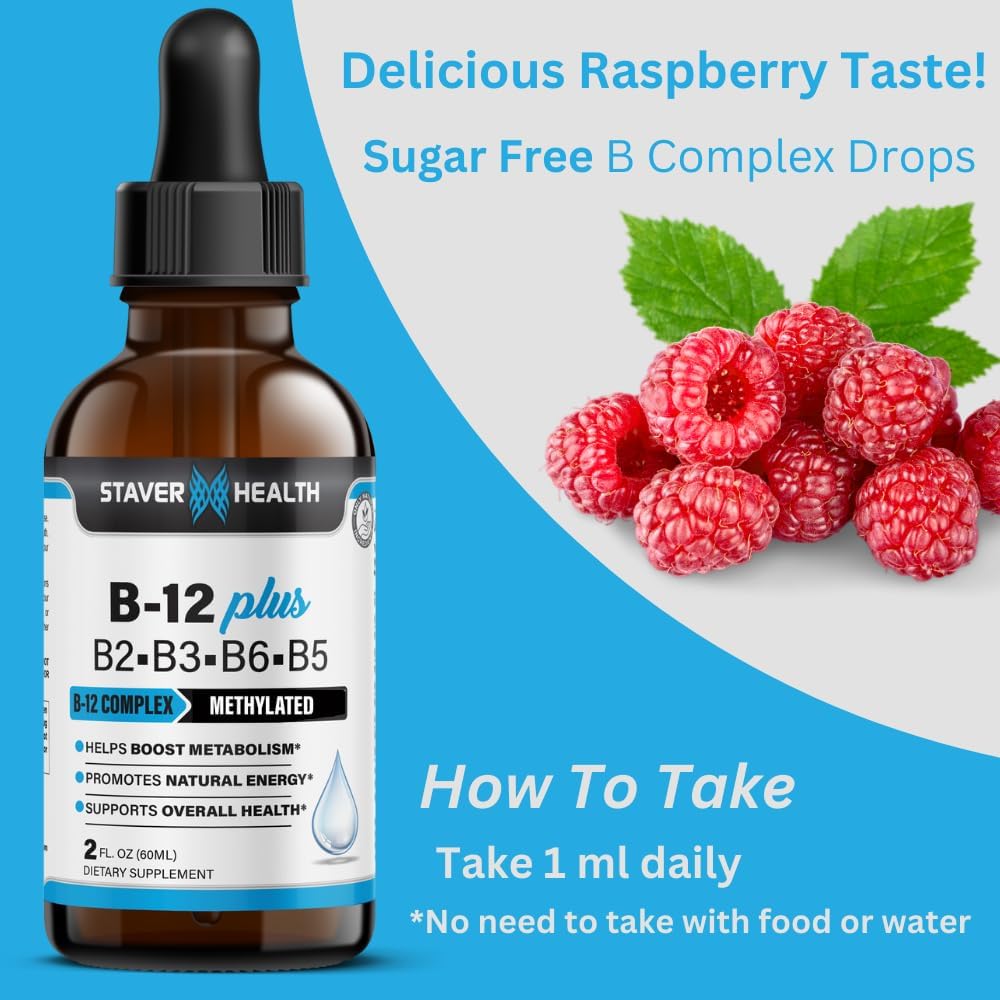 Vegan Liquid B Complex Vitamin Supplement for Energy Support - 2 Month Supply - Non-GMO - Gluten Free - 2 Fl Oz