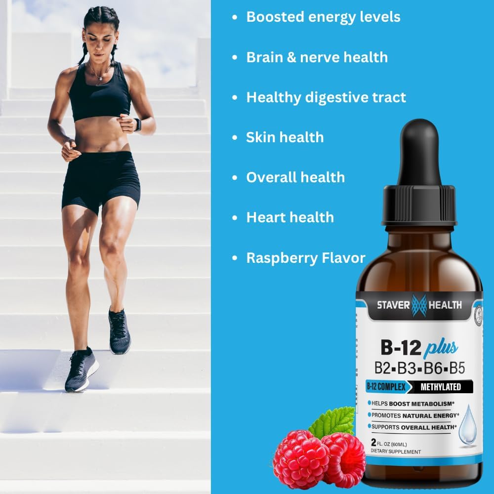 Vegan Liquid B Complex Vitamin Supplement for Energy Support - 2 Month Supply - Non-GMO - Gluten Free - 2 Fl Oz