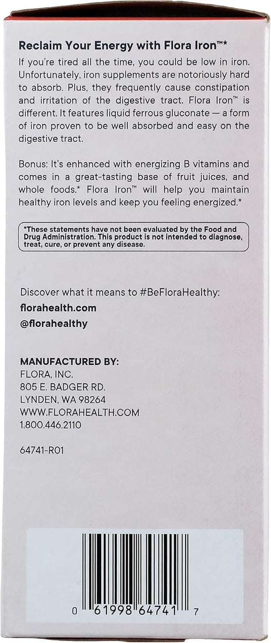 Vegan Liquid Iron Supplement with B-Vitamins, Kosher & Gluten Free (7.7 fl oz, Pack of 2) by Flora Health