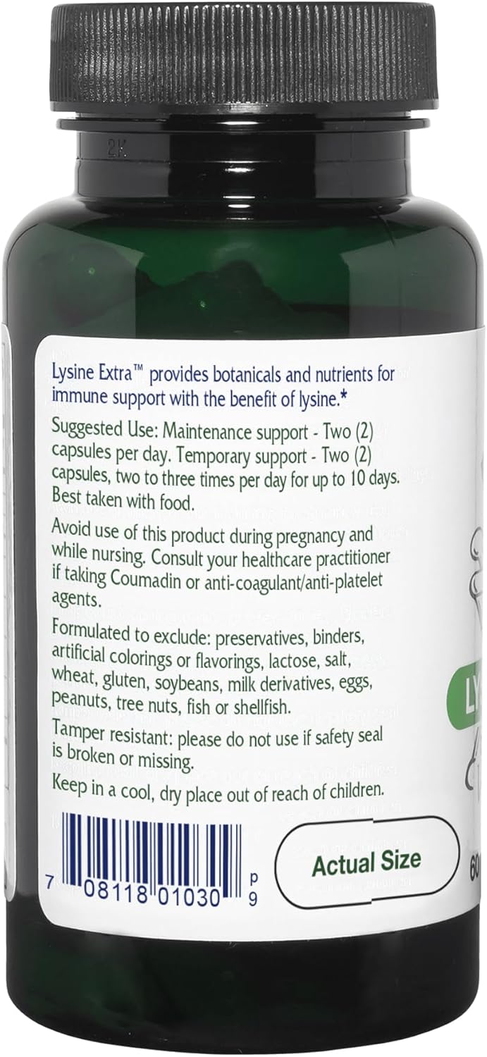 Vegan Lysine Extra Capsules for Immune System Support by Vitanica - 60 Count