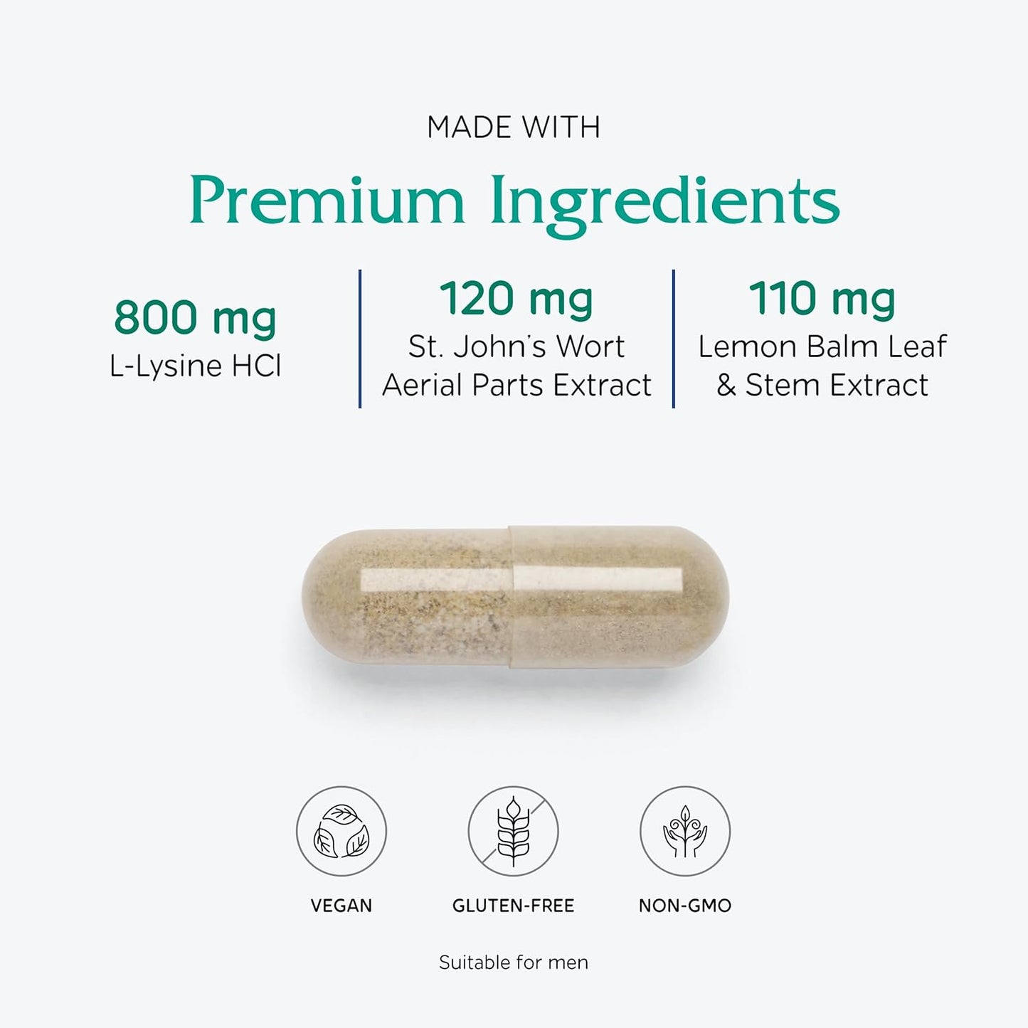 Vegan Lysine Extra Capsules for Immune System Support by Vitanica - 60 Count