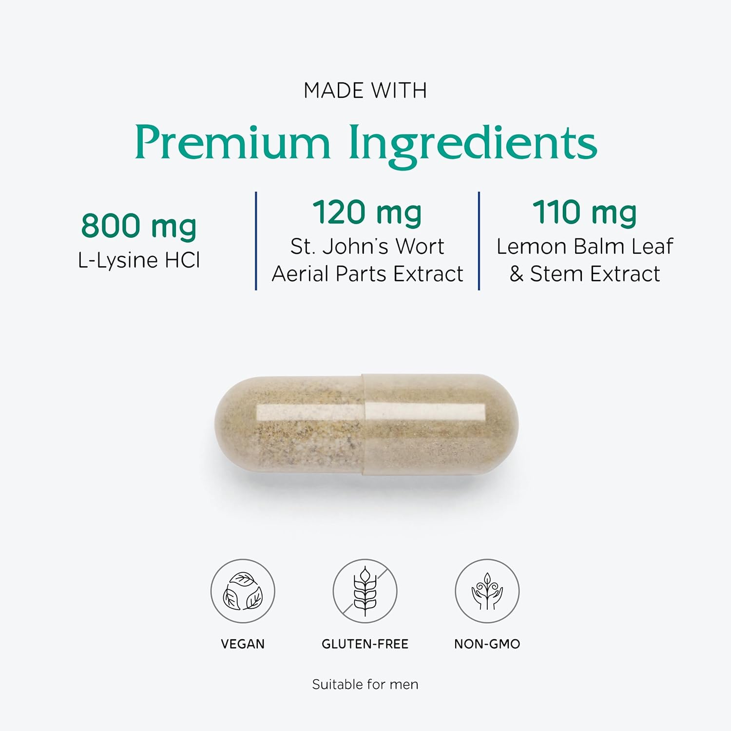 Vegan Lysine Extra Capsules for Immune System Support by Vitanica - 60 Count