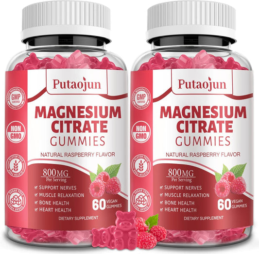 Vegan Magnesium Citrate Gummies for Women | High Absorption Supplement | Non-GMO Raspberry Gummies - 240 Count