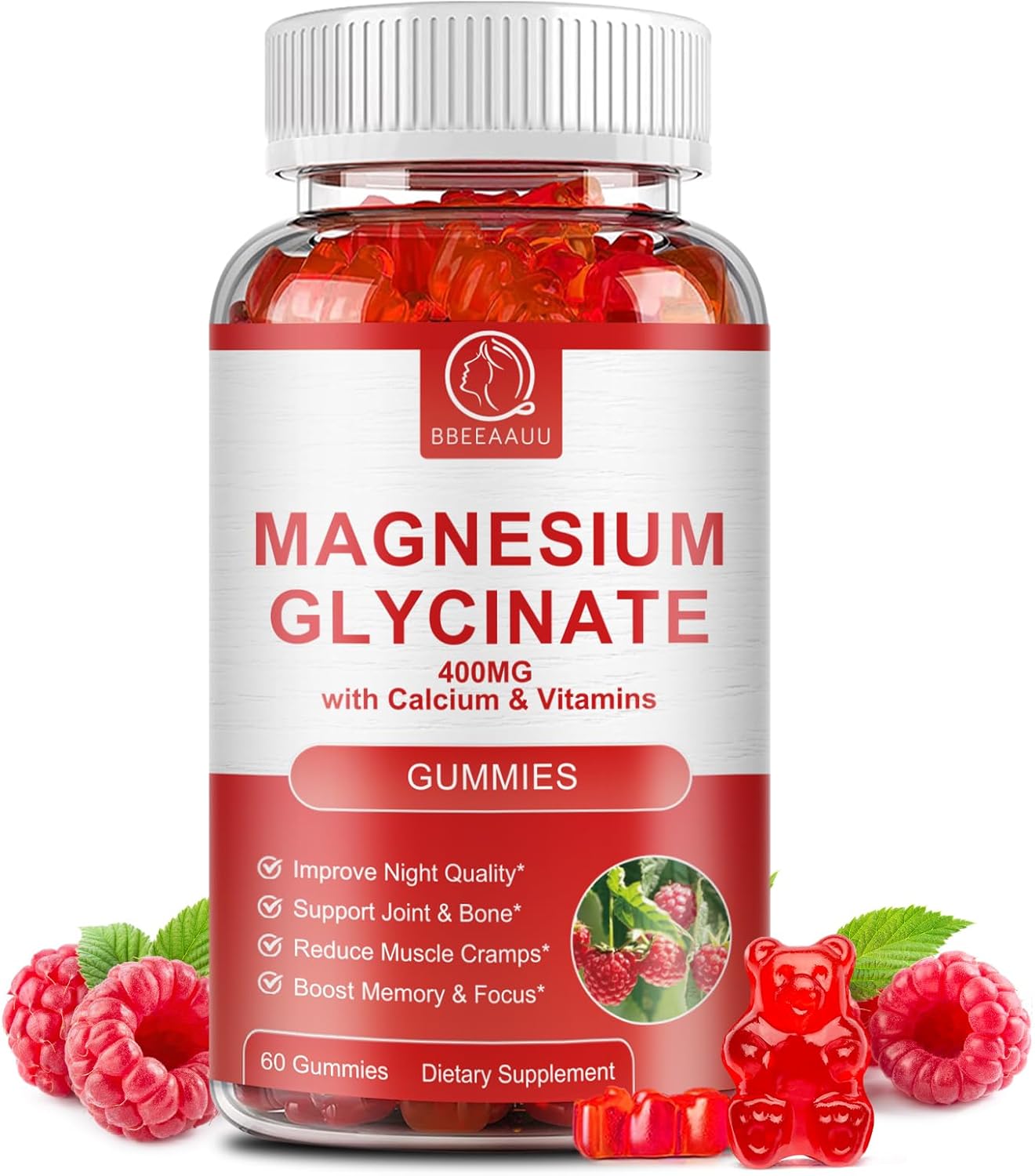 Vegan Magnesium Glycinate and Calcium Gummies for Calm Sleep Support - Sugar Free Complex Supplement with Potassium and CoQ10