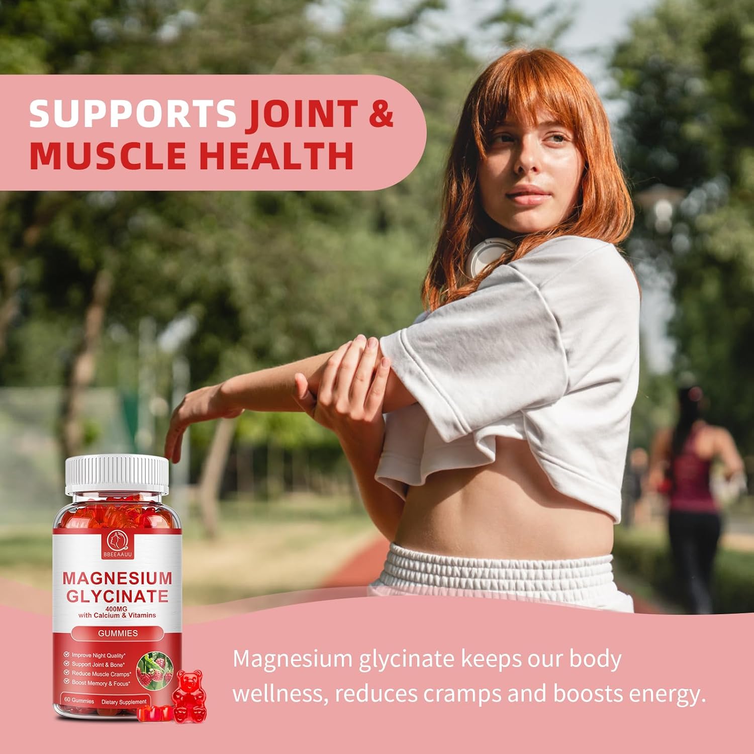 Vegan Magnesium Glycinate and Calcium Gummies for Calm Sleep Support - Sugar Free Complex Supplement with Potassium and CoQ10