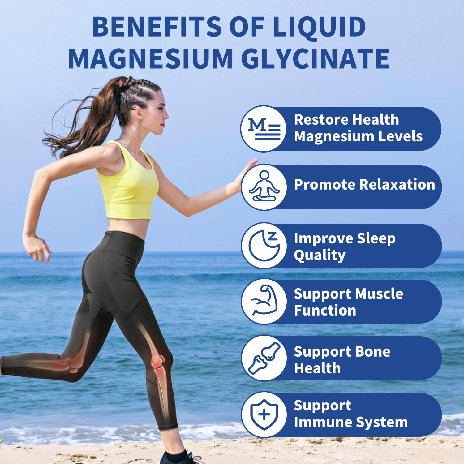 Vegan Magnesium Glycinate Liquid Drops 1500mg - Bone & Cognitive Support - Mixed Jam Flavor - 30-Day Supply