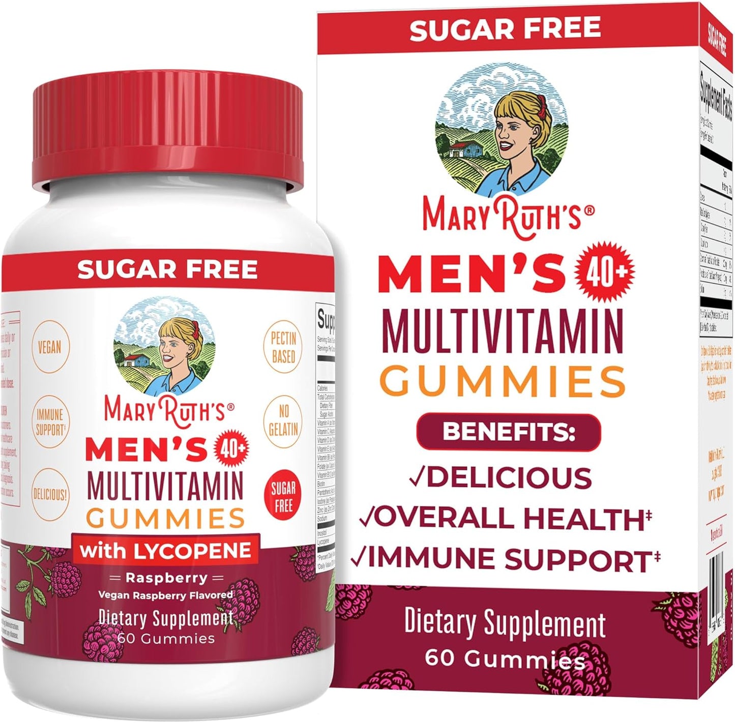 Vegan Men's Multivitamin Gummies 40+ | Immune Support | Sugar-Free | 60 Count