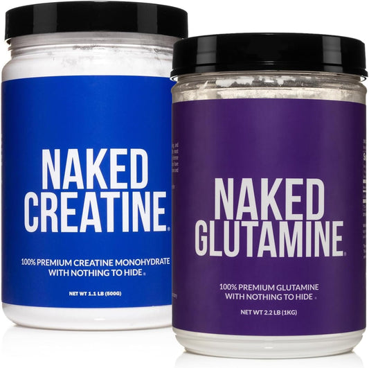 Vegan Micronized Creatine Monohydrate & L-Glutamine Bundle: Non-GMO, Gluten-Free, Muscle Support for Protein Synthesis