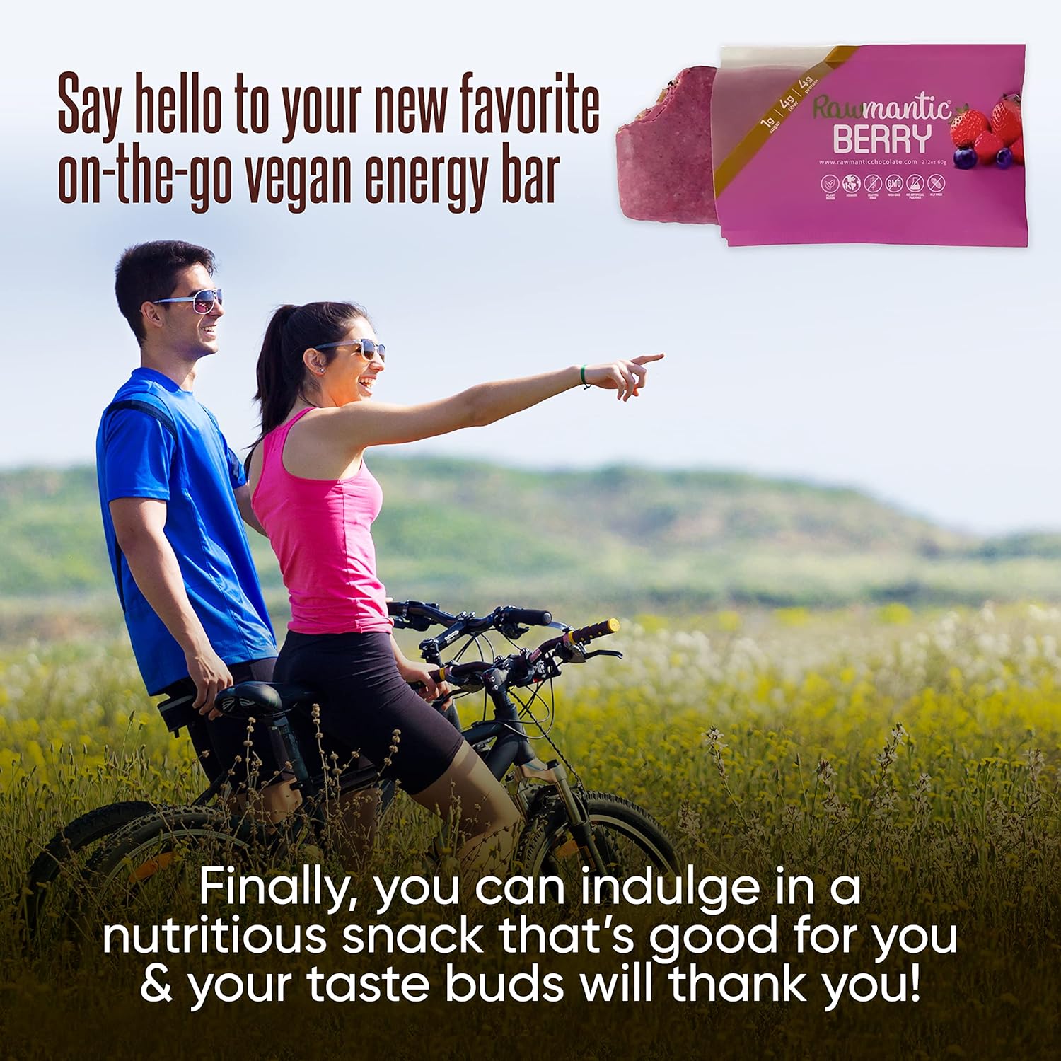 Vegan Mixed Berry Chocolate Energy Bars - 2.1 Oz (Pack of 12) - Dairy, Nut, and Gluten Free Snack Bars - Non-GMO Rawmantic Chocolate Berry Bars for Energy Boosts